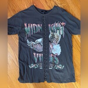 Forever 21 Kids Black Graphic Tee with Eagle Design